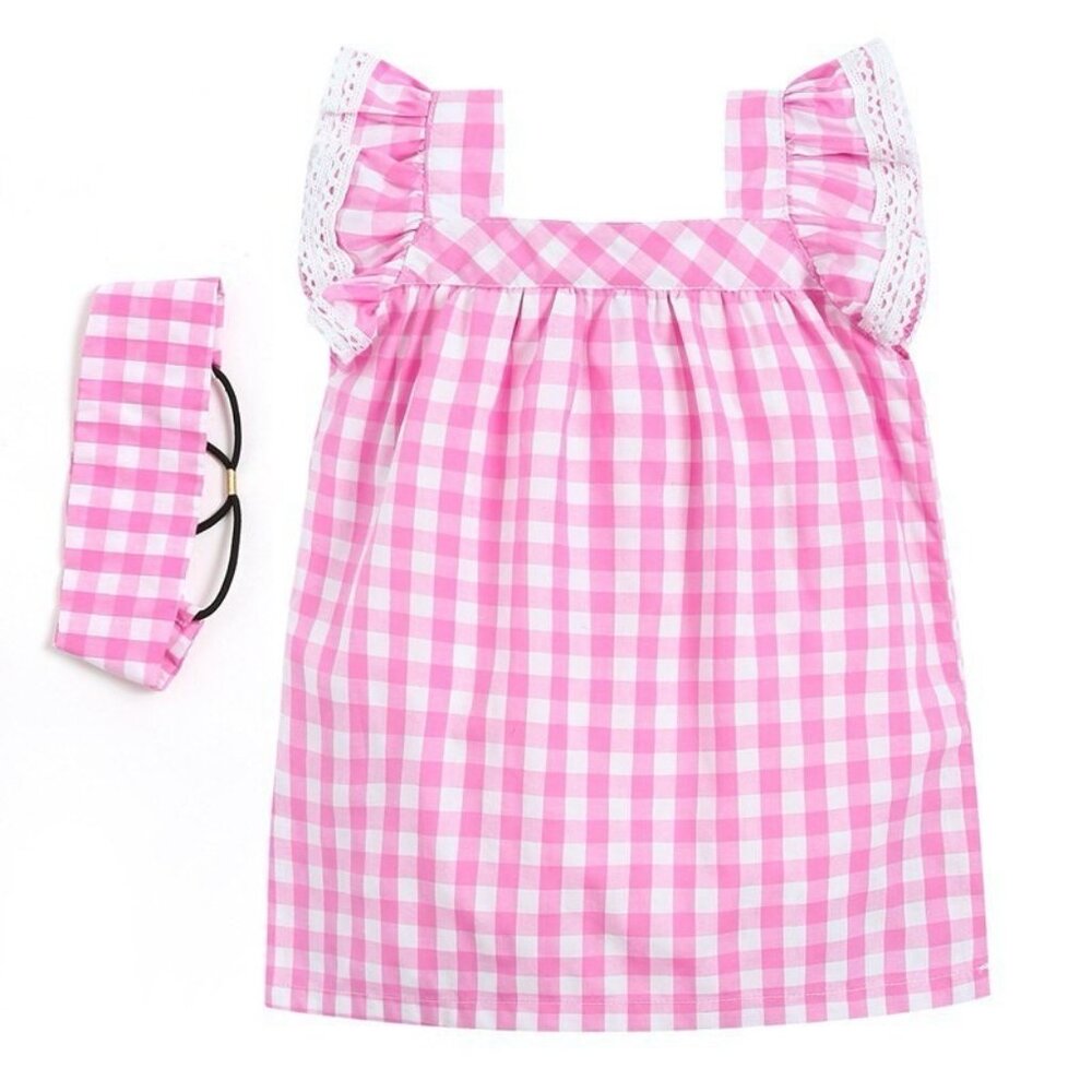 D&L Kids Store Dress 2 Piece Cotton Set Pink White 18/24 M A001196